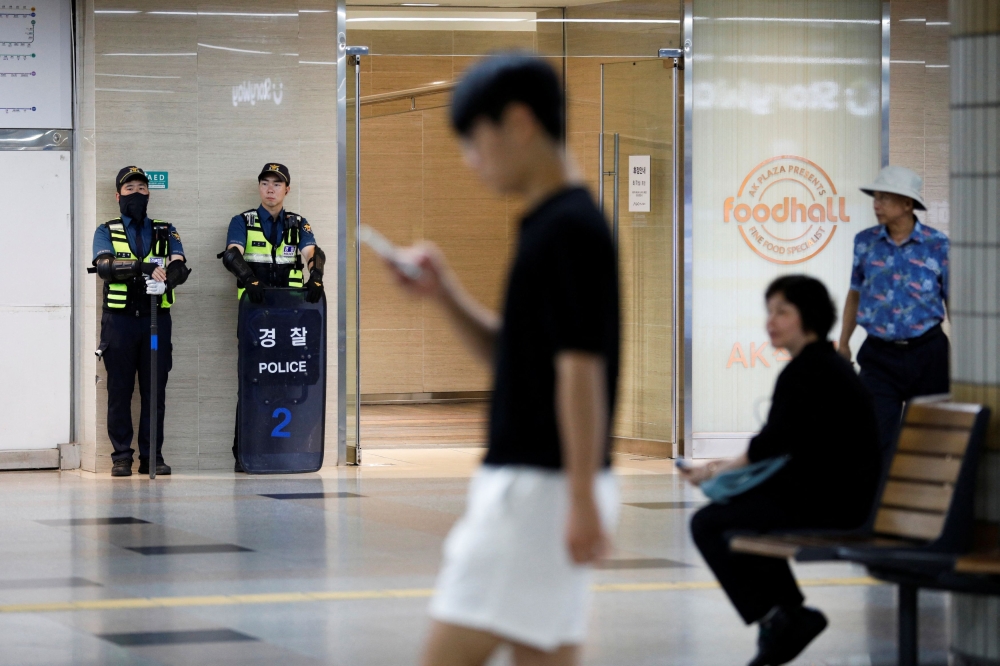 The subway station where a random stabbing attack occurred in South Korea. — Reuters pic