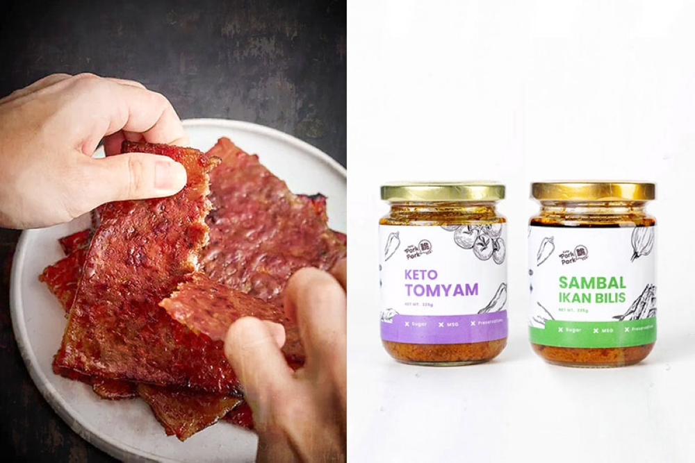 Besides Keto Bakkwa (left), there are also sauces such as Keto Tom Yam and Sambal Ikan Bilis (right).
