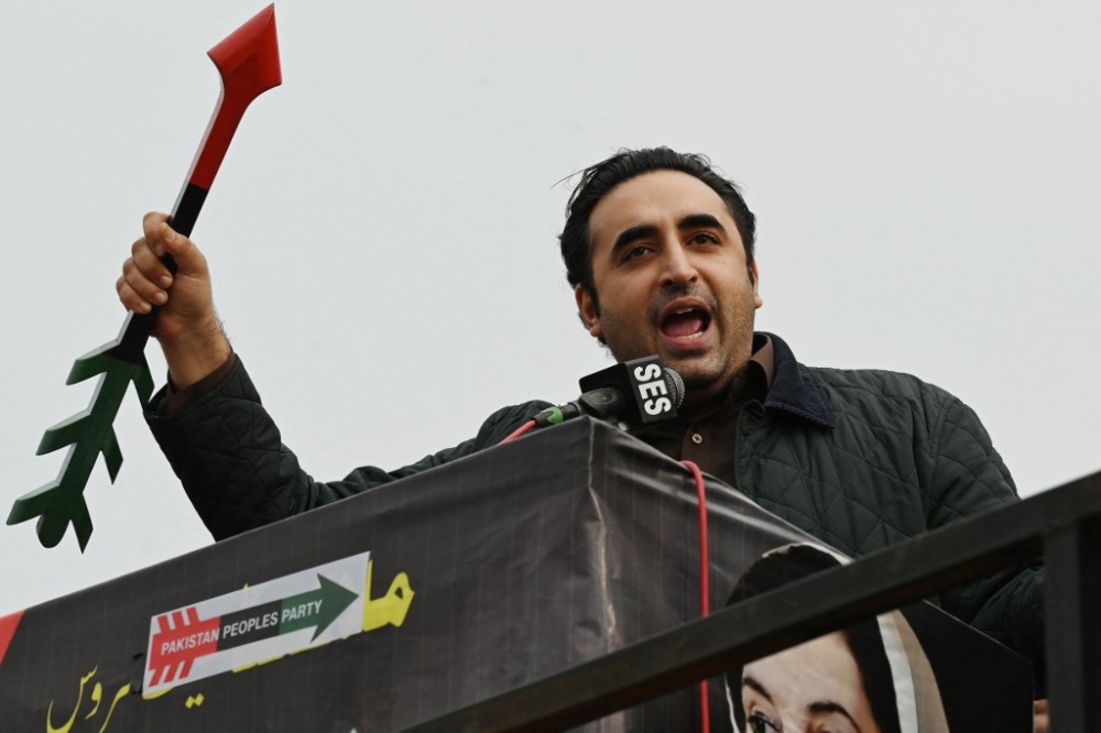 Pakistan Peoples Party (PPP) chairman Bilawal Bhutto Zardari addresses supporters during an election campaign rally in Batkhela town of Malakand district in Khyber Pakhtunkhwa province on January 31, 2024, ahead of Pakistan’s upcoming national elections. — AFP pic