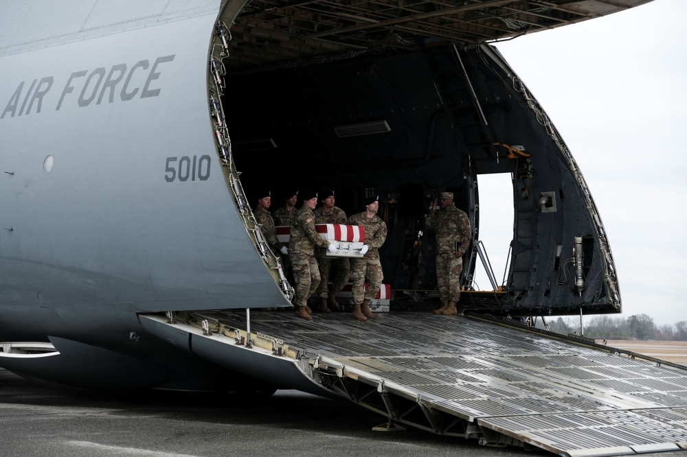 The US military launched retaliatory air strikes against Iranian forces and Tehran-backed militia groups in both Iraq and Syria yesterday, following a recent drone attack that killed three American soldiers at a remote base in Jordan. — Reuters pic