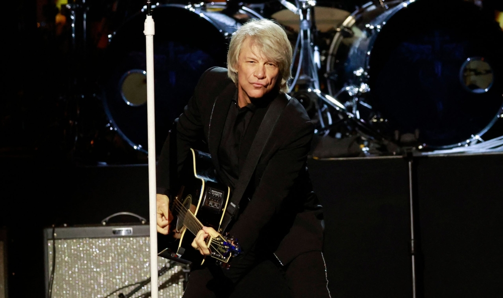 Honouree US singer-songwriter Jon Bon Jovi performs on stage during the 2024 MusiCares Person of the Year gala at the LA Convention Center in Los Angeles, February 3, 2024. — AFP pic