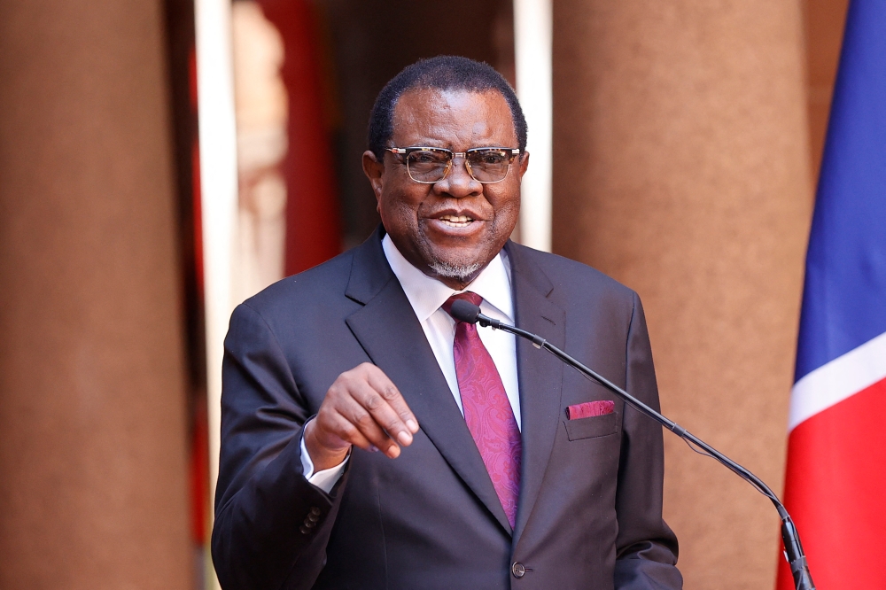 Namibia’s President Hage Geingob died early Sunday in a hospital in Windhoek, the presidential office said in a statement. He was 82. — AFP pic