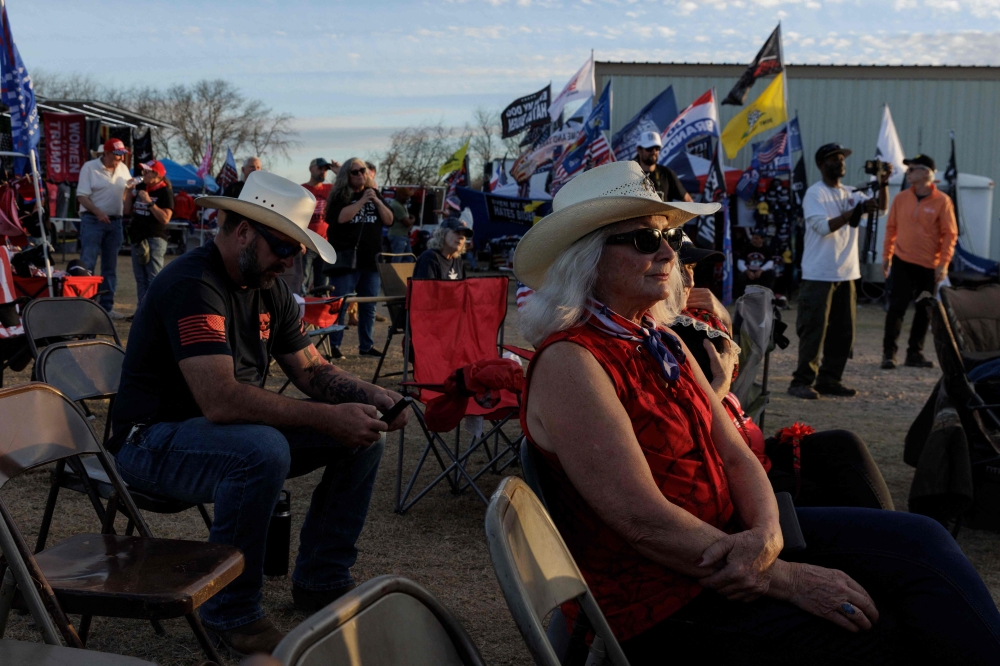 Attendees listen to a worship service at the ‘Take Our Border Back Convoy’ rally on February 3, 2024 in Quemado, Texas. — Getty Images via AFP