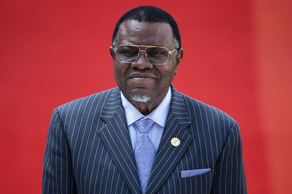 Tributes to Namibian President Hage Geingob poured in from African leaders who saw him as a hero of the anti-apartheid struggle. — AFP pic