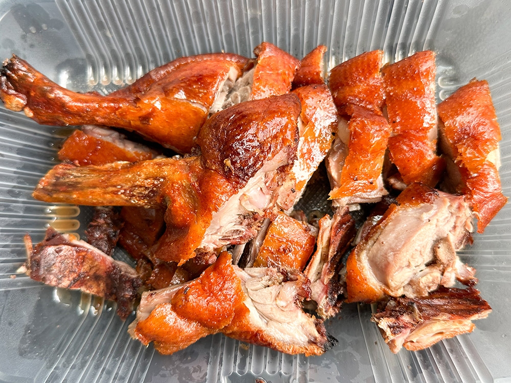 A half portion of the 'pipa' duck is best eaten straight away for that crispy skin and juicy meat.