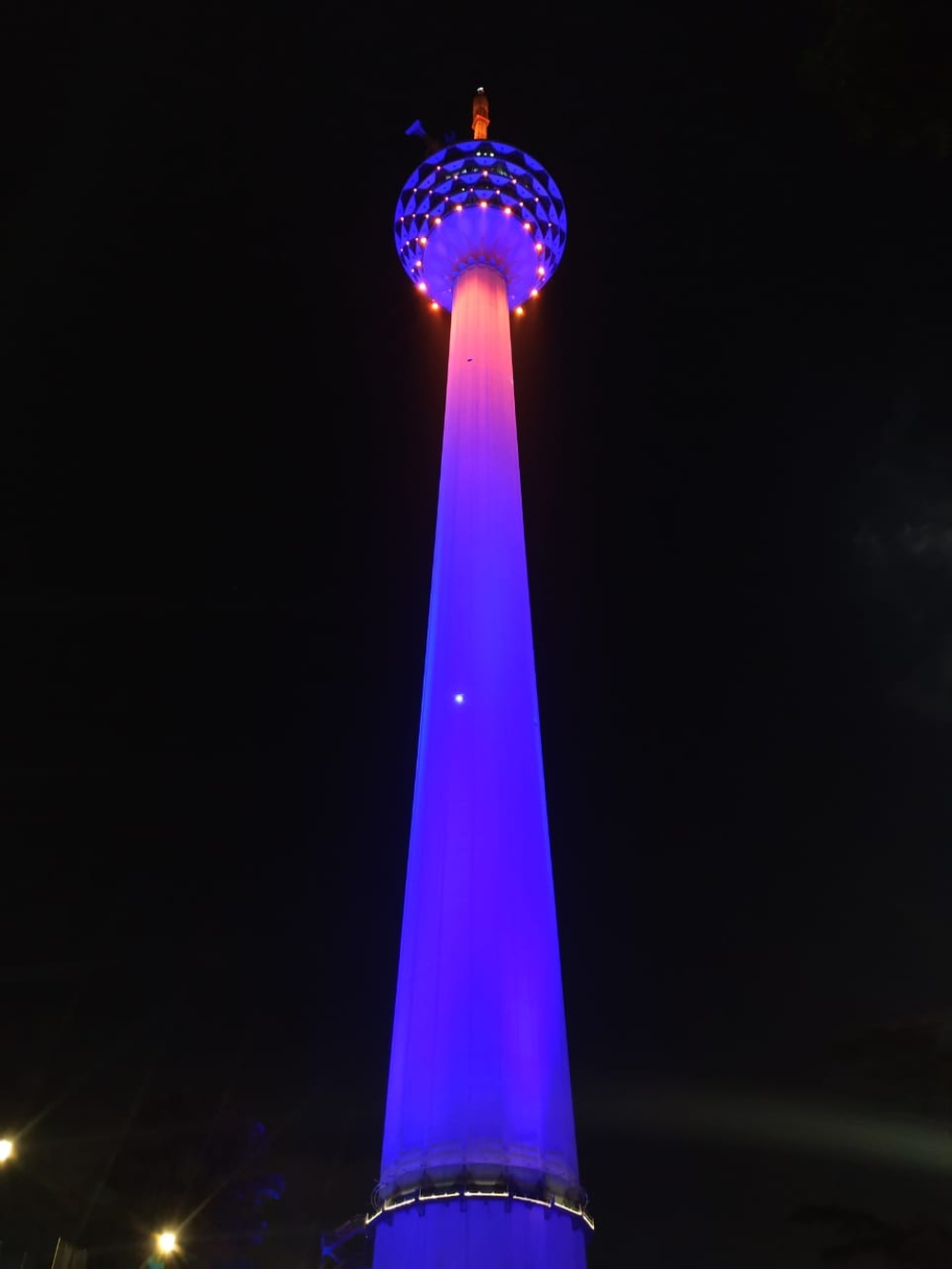 KL Tower is lit up in blue and orange for World Cancer Day on February 4, 2024. — Picture courtesy of National Cancer Society Malaysia 