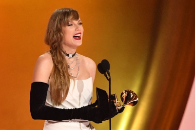 Taylor Swift makes Grammy history with fourth album of year win