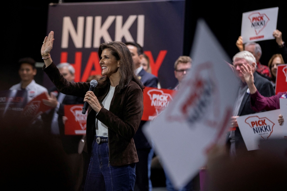 Republican presidential contender Nikki Haley, the last remaining rival to Donald Trump in the primary race, has requested US Secret Service protection, the campaign said yesterday. — Reuters pic