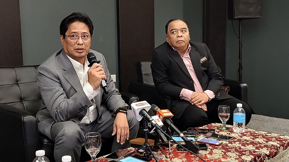 MACC chief Tan Sri Azam Baki speaks to reporters in Kuching, Sarawak February 6, 2024. — Picture by Sulok Tawie