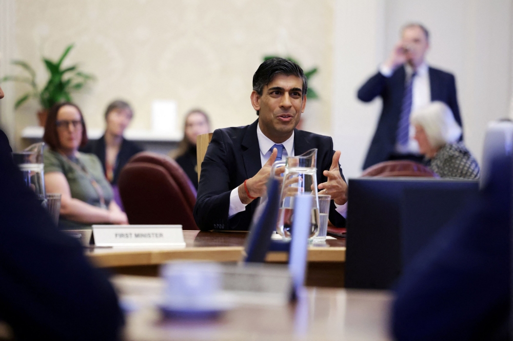British Prime Minister Rishi Sunak said he had been shocked to hear of King Charles’ diagnosis of cancer . — Reuters pic