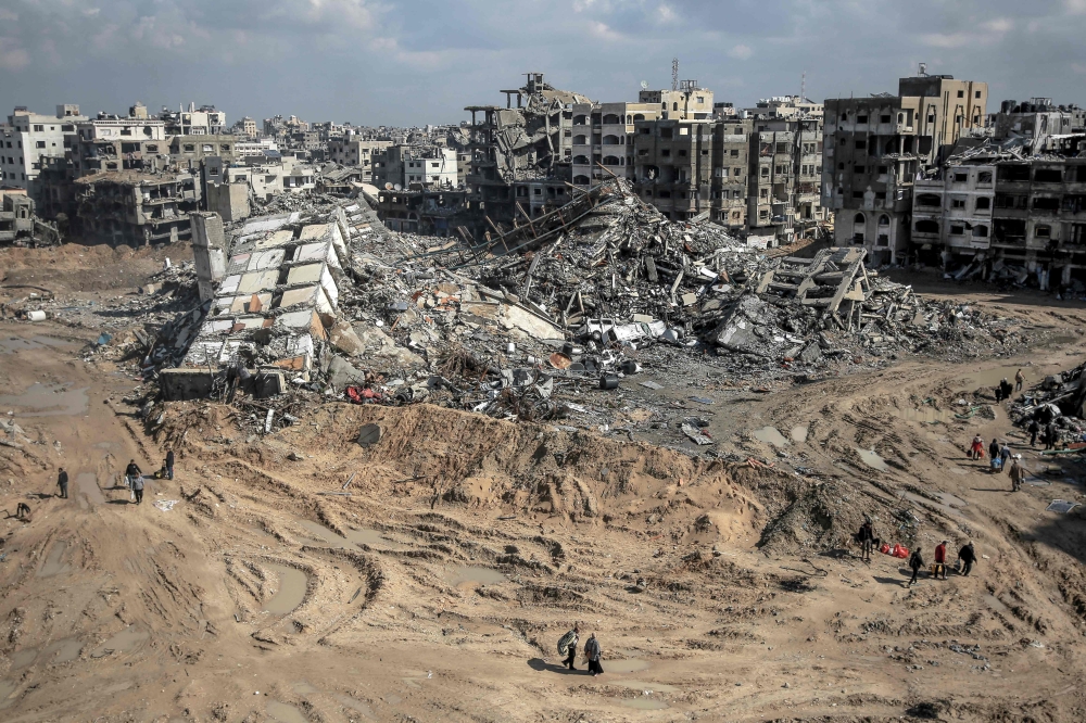 This picture shows Al-Maqoussi towers area on February 3, 2024, in the aftermath of Israeli bombardment on Gaza City. — AFP pic