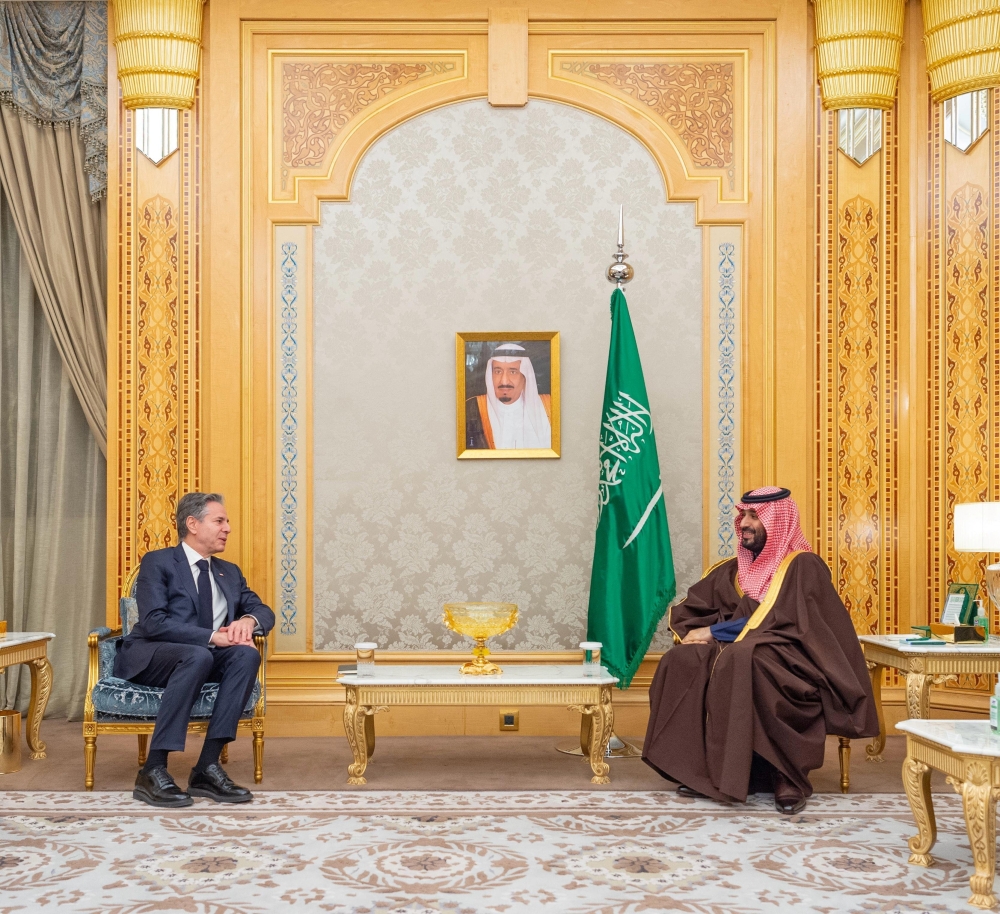 US Secretary of State Antony Blinken meets Saudi Crown Prince Mohammed bin Salman, in Riyadh, Saudi Arabia, February 5, 2024. — Reuters pic/Saudi Press Agency handout 