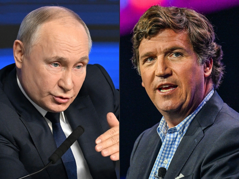 President Vladimir Putin said in an interview released yesterday with controversial right-wing US journalist Tucker Carlson that the West should understand it is impossible to defeat Russia in Ukraine. — AFP pic