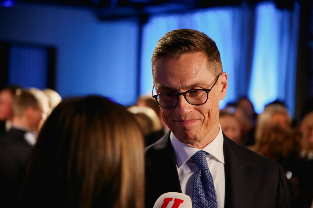 Alexander Stubb of the centre-right National Coalition Party narrowly won Finland’s presidential election yesterday, defeating liberal Green Party member Pekka Haavisto, who conceded defeat. — Reuters pic