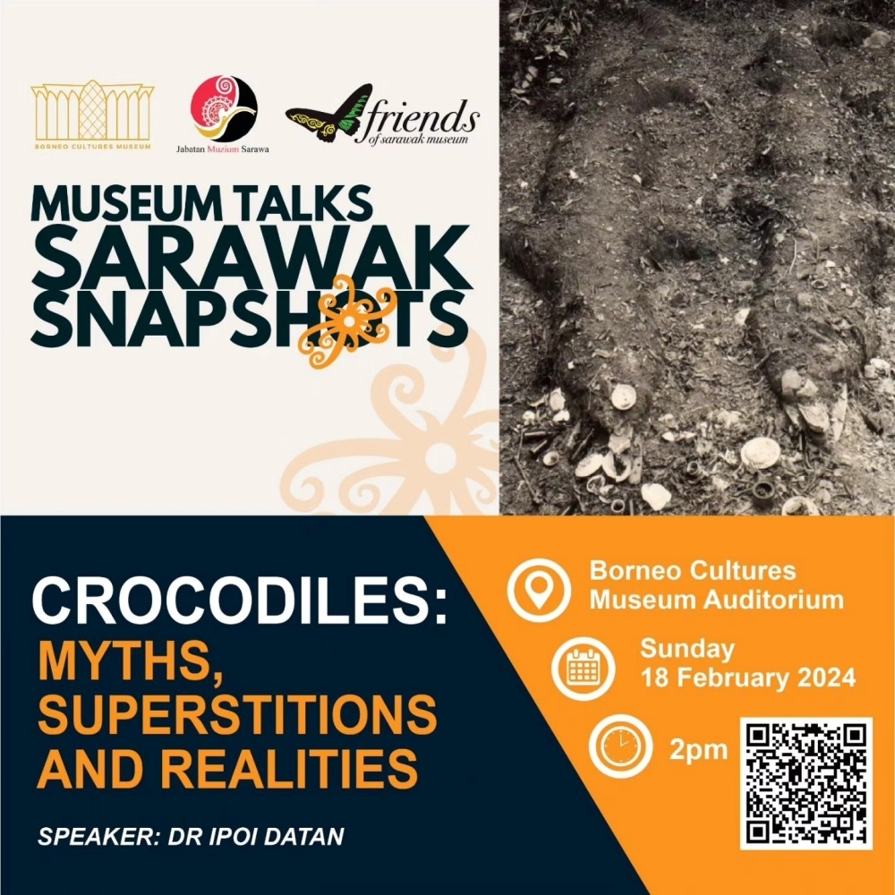 The talk is scheduled for February 18 at the Borneo Cultures Museum Auditorium. 