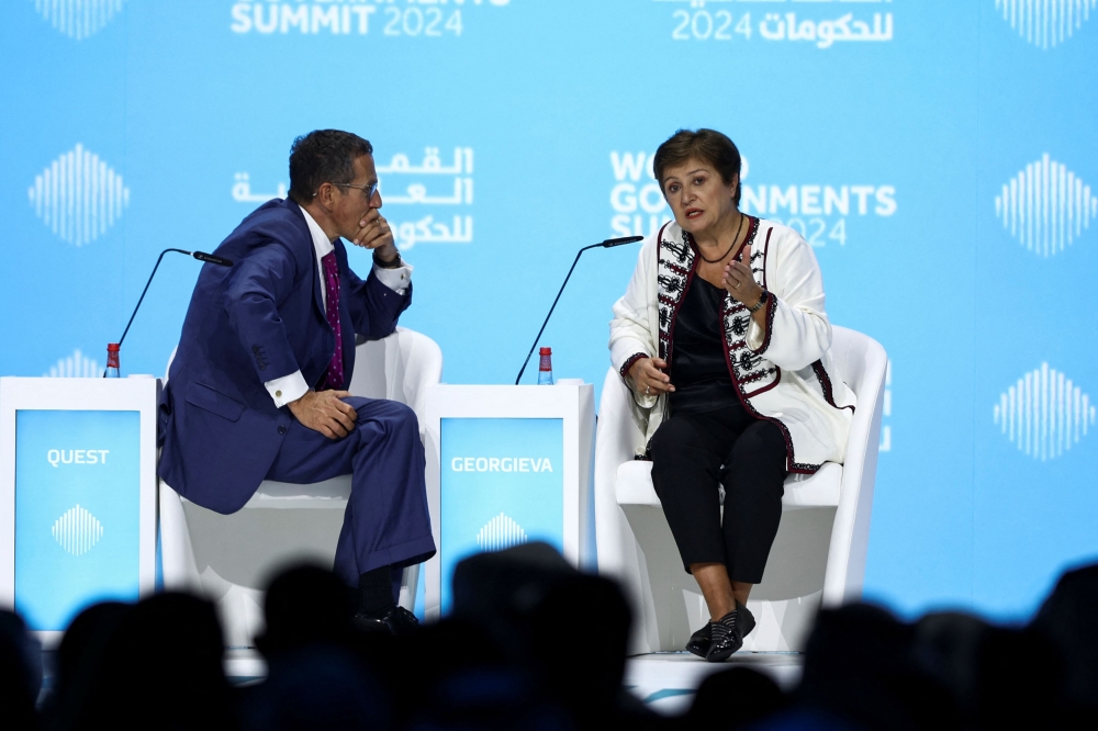 International Monetary Fund Managing Director, Kristalina Georgieva, speaks during the World Governments Summit, in Dubai, United Arab Emirates, February 12, 2024. — Reuters pic