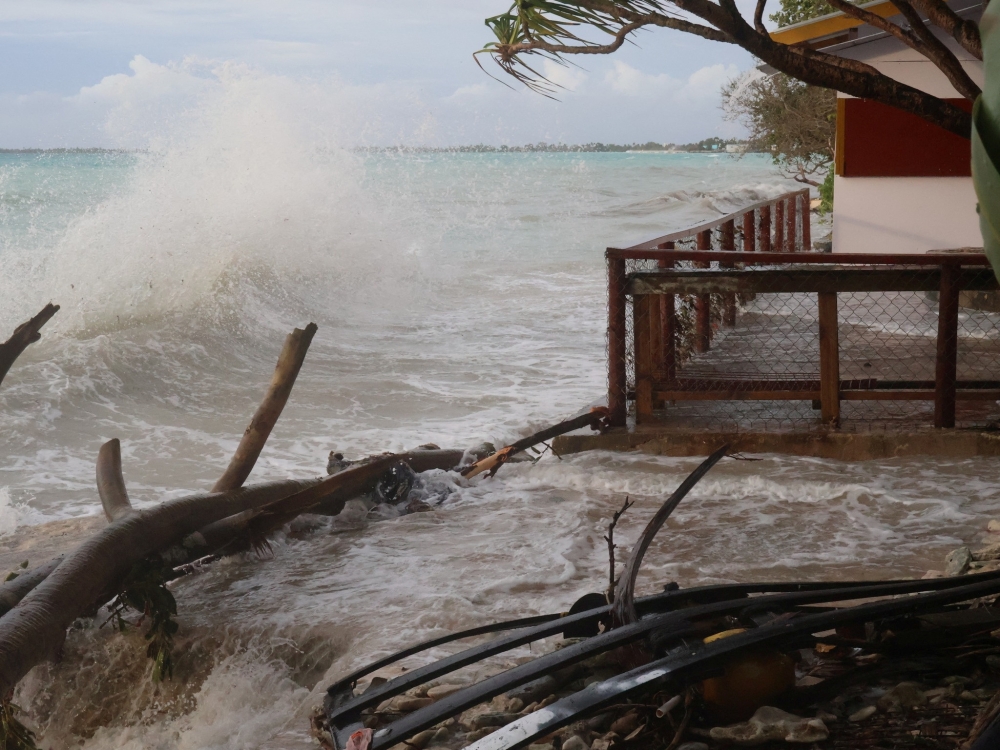 A view shows high tides, in Funafuti, Tuvalu, February 11, 2024. ― Tuvalu Meteorological Service/via Reuters