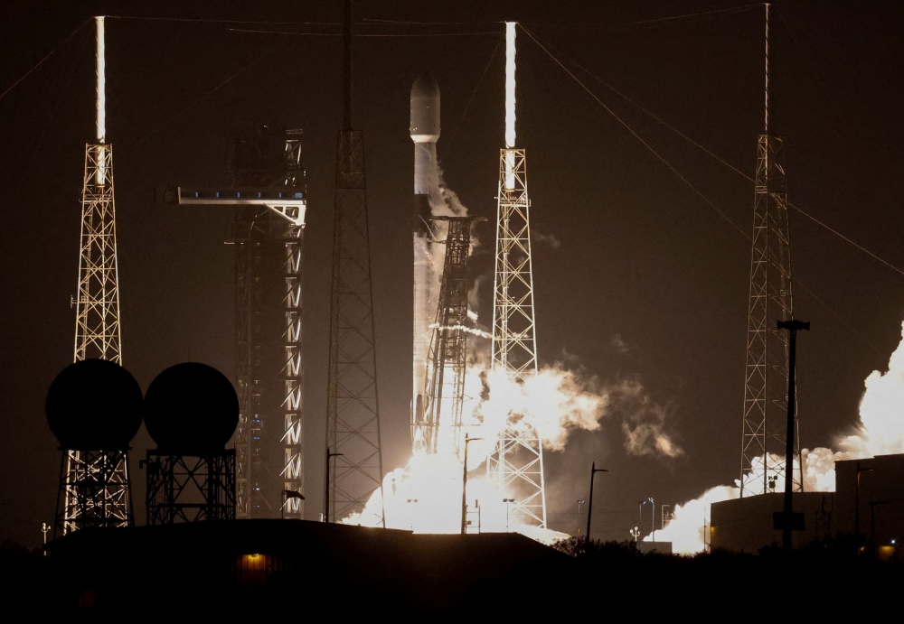 A SpaceX Falcon 9 rocket lifts off with Nasa's PACE (Plankton, Aerosol, Cloud, ocean Ecosystem) spacecraft, which is equipped with instruments to assess the health of the oceans by measuring the distribution of phytoplankton, tiny plants and algae, from the Cape Canaveral Space Force Station in Cape Canaveral, Florida February 8, 2024. — Reuters pic