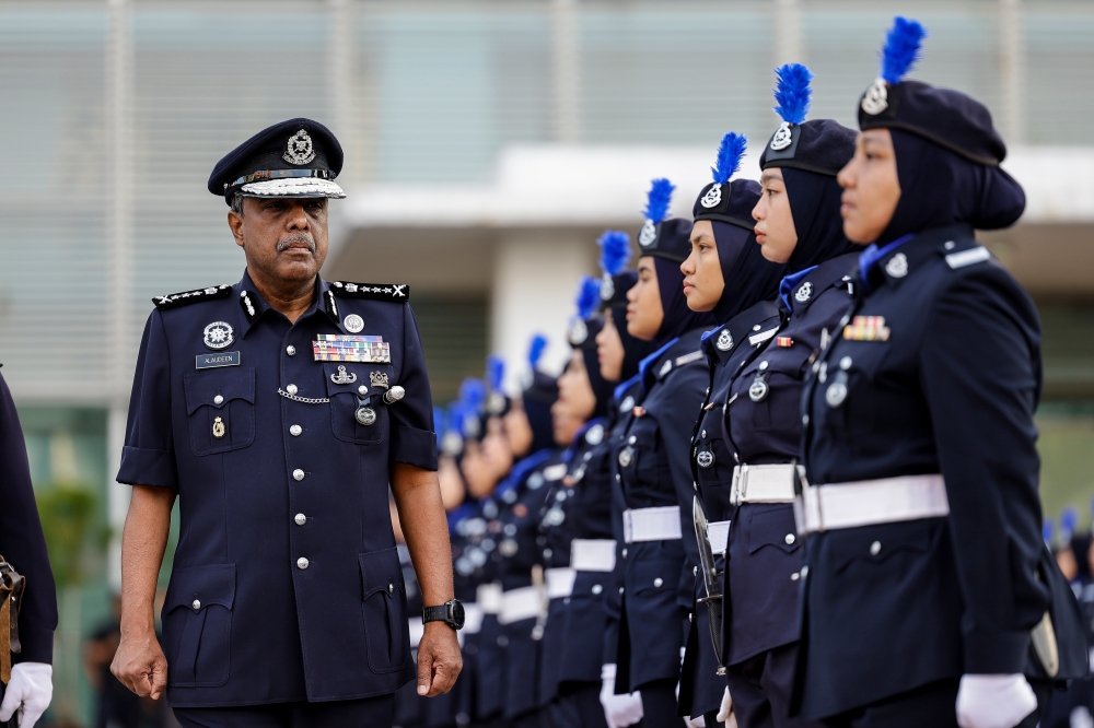 Kuala Lumpur police chief Datuk Allaudeen Abdul Majid  at the city police monthly gathering at the Kuala Lumpur Contingent Police Headquarters February 14, 2024. — Bernama pic