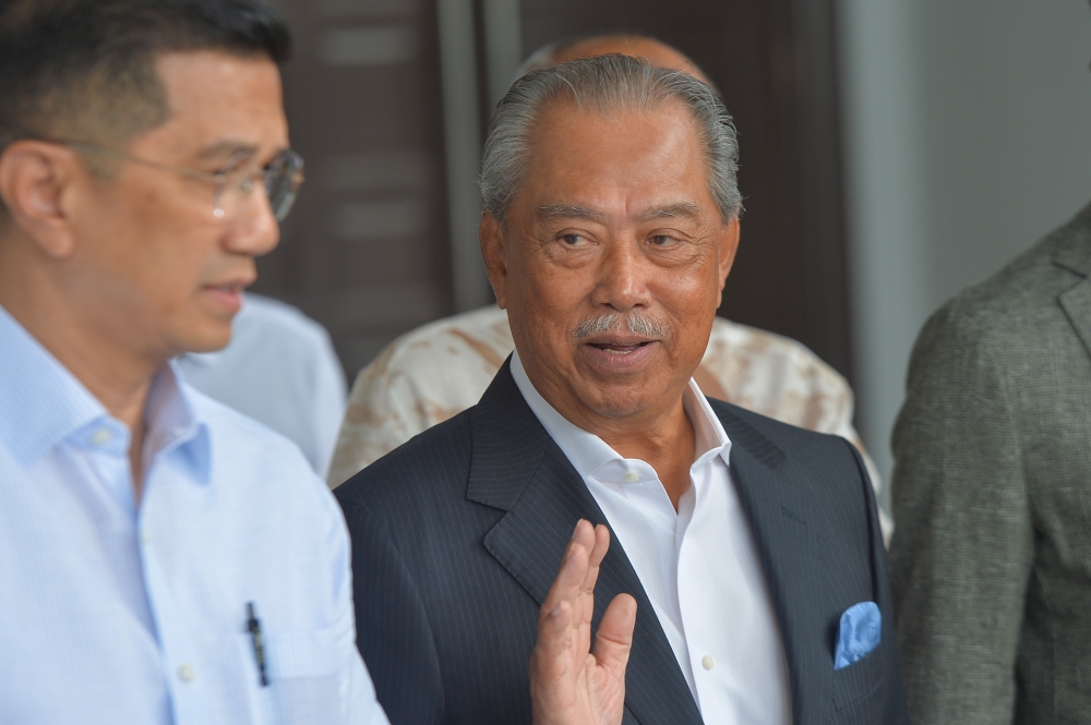 Former prime minster, Tan Sri Muhyiddin Yassin is pictured in Kuala Lumpur High Court on 15 February, 2024. — Picture by Shafwan Zaidon