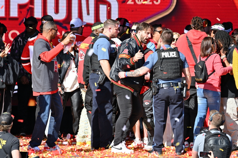 Three people were in custody in Kansas City, Missouri, today, facing questions about what led to a deadly mass shooting near the city’s Super Bowl victory rally and who was behind it. — Picture by David Rainey-USA TODAY Sports via Reuters