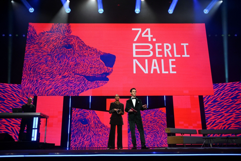 Hosts speak onstage during the opening gala of the 74th Berlinale International Film Festival in Berlin, Germany, February 15, 2024. — Reuters pic