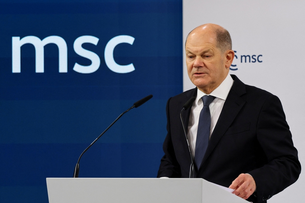 German Chancellor Olaf Scholz speaks at the annual Munich Security Conference, in Munich, Germany February 17, 2024. ― Reuters pic