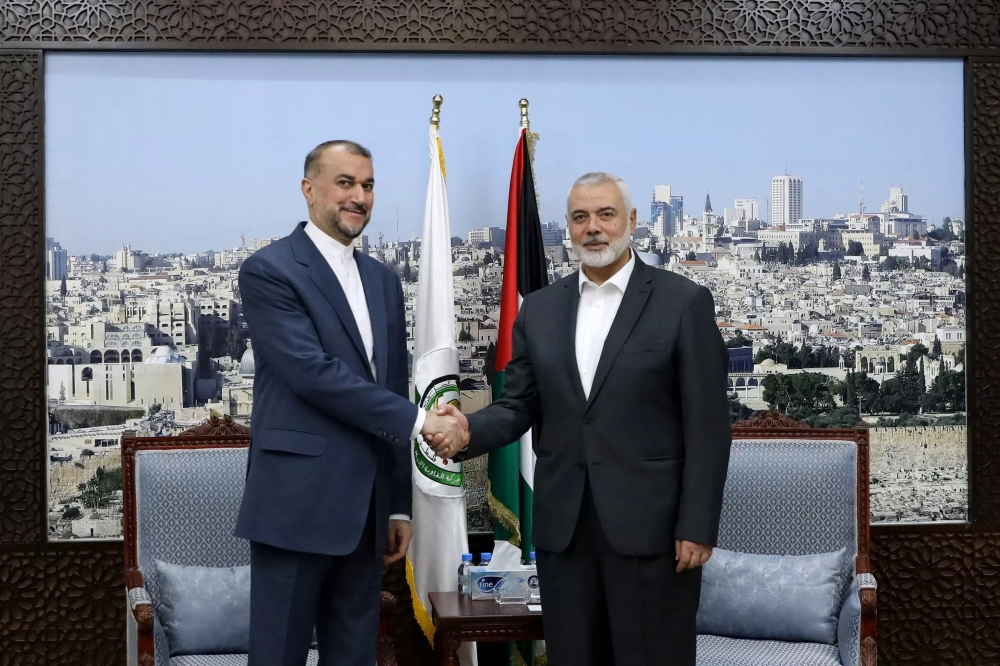 File photo of Iran’s Foreign Minister Hossein Amir Abdollahian meeting with Palestinian group Hamas’ top leader, Ismail Haniyeh in Doha, Qatar February 13, 2024. ― Reuters pic