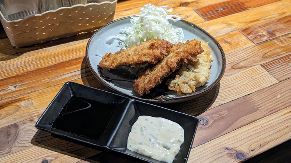 Deep-fried Horse Mackerel were supremely crunchy and went especially well with a dip that tasted similar to tartar sauce.