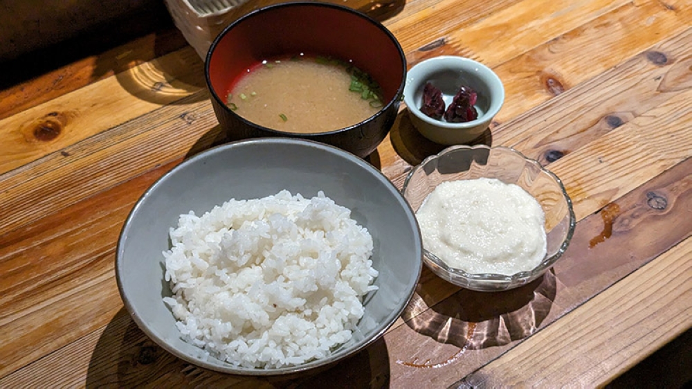 Tororo Gohan Yam or grated Japanese mountain yam over rice, is an acquired taste, but is my preferred way to close out the meal.