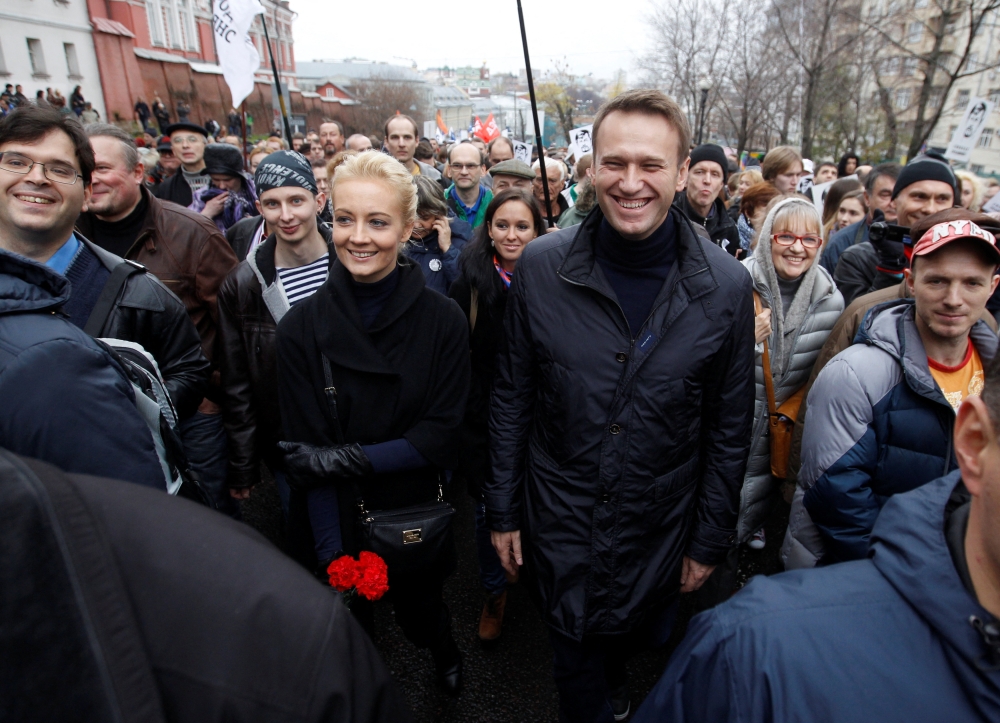 The Alexei Navalny with his wife Yulia during an opposition rally in Moscow, October 27, 2013. — Reuters file pic