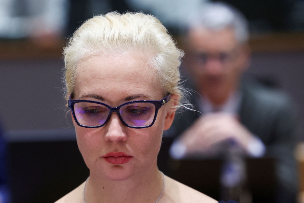 Yulia Navalnaya, the widow of Alexei Navalny, takes part in a meeting of European Union foreign ministers in Brussels, Belgium February 19, 2024. — Reuters pic