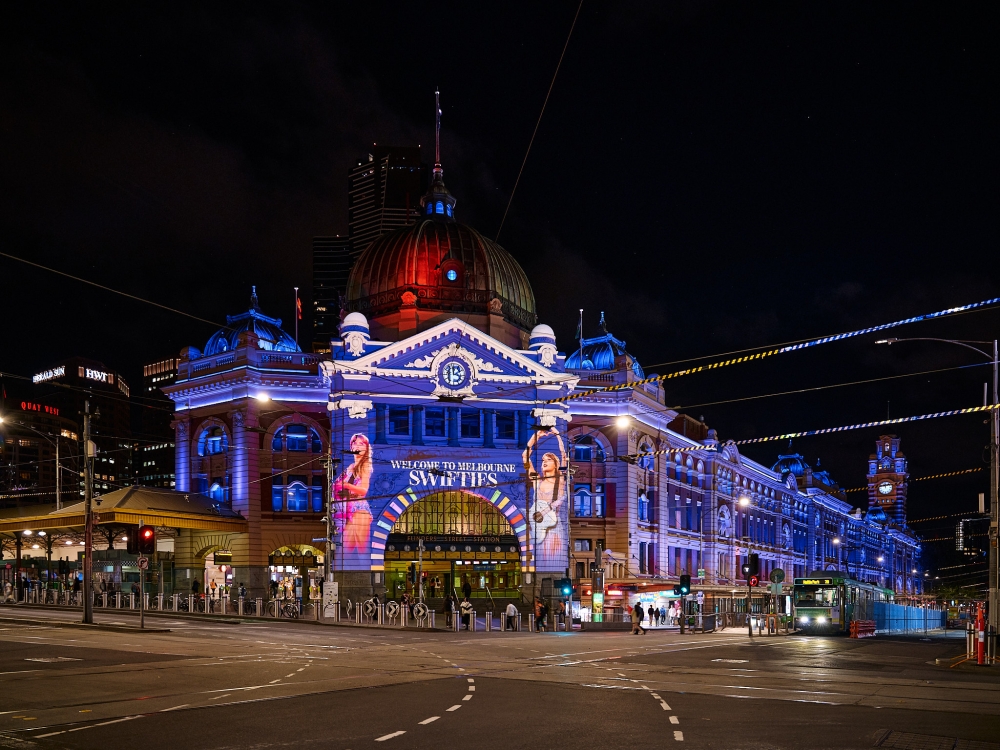 The famous Flinders Street Station in Melbourne, Australia was lit up to welcome fans of Swift, who performed at the city over the weekend. — Picture courtesy of Visit Victoria