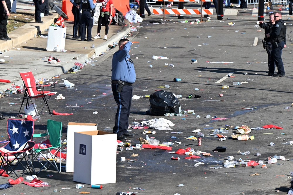 Police clear the area after shots were fired after the celebration of the Kansas City Chiefs winning Super Bowl LVIII in Kansas City February 14, 2024. — Picture by David Rainey-USA TODAY Sports