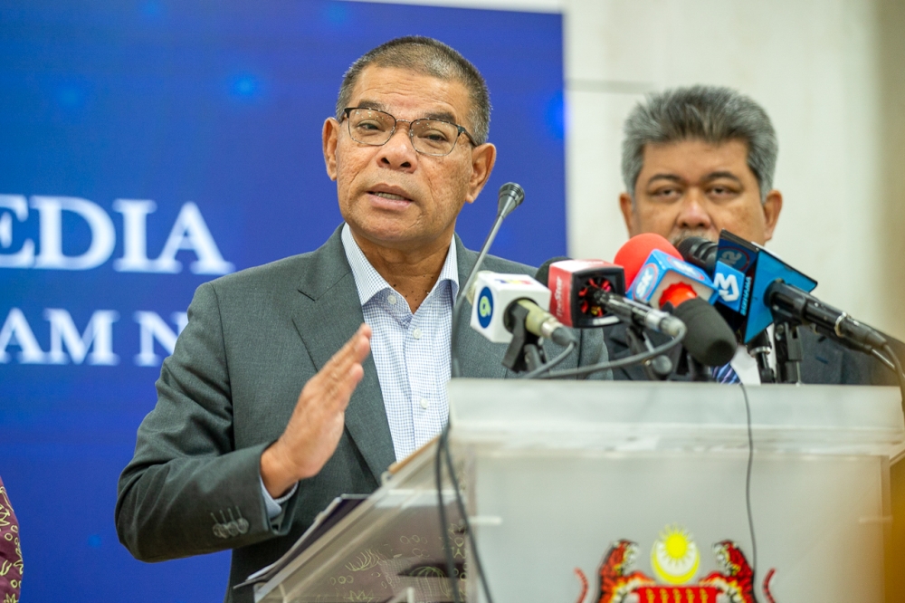 Home Minister Datuk Seri Saifuddin Nasution Ismail speaks during a press conference in Putrajaya February 21, 2024. — Picture by Raymond Manuel