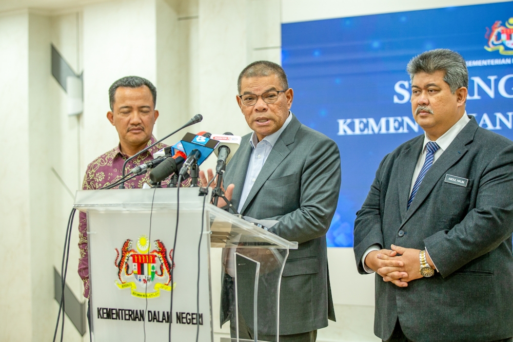 Home Minister Datuk Seri Saifuddin Nasution Ismail said all NGOs involved in Operation Ihsan have been scrutinised for security, including police records, and none of them are associated with violence issues. — Picture By Raymond Manuel