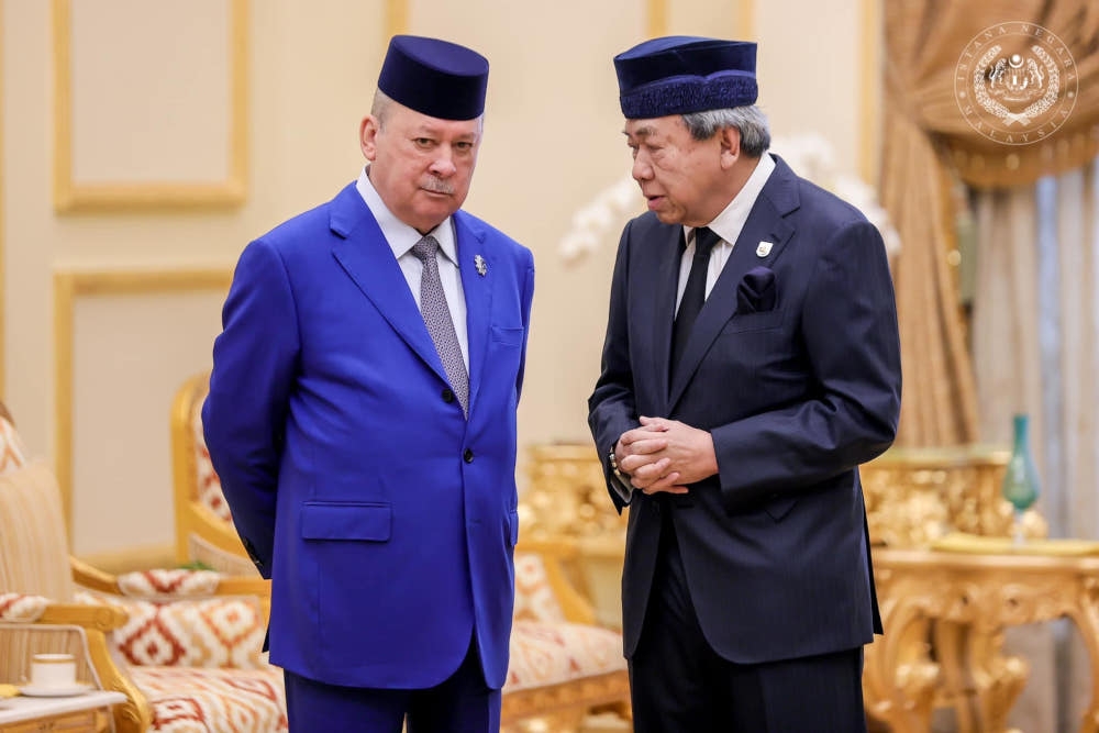 His Majesty Sultan Ibrahim, King of Malaysia with Sultan of Selangor Sultan Sharafuddin Idris Shah at the 265th meeting of the Conference of Rulers at Istana Negara, February 21, 2024. The King today conveyed his condolences to the family of former Yang Dipertua Negeri of Sarawak Tun Abdul Taib Mahmud, who died today. — Picture from Facebook/Sultan Ibrahim Sultan Iskandar  