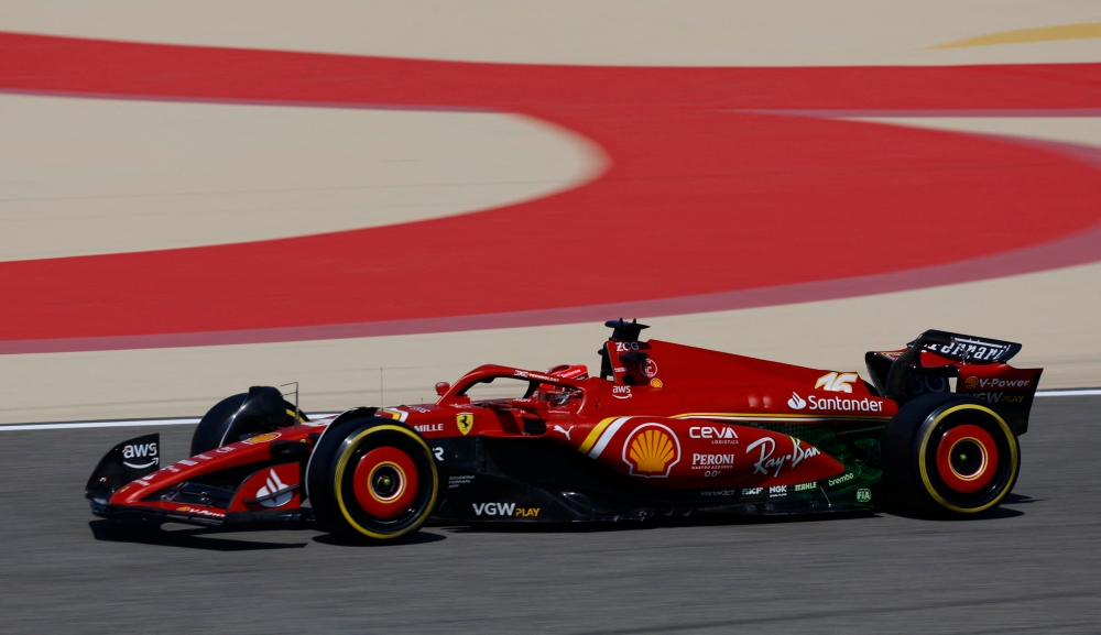 Ferrari’s Charles Leclerc in action during testing at Bahrain International Circuit, Sakhir, Bahrain, February 22, 2024. — Reuters pic 