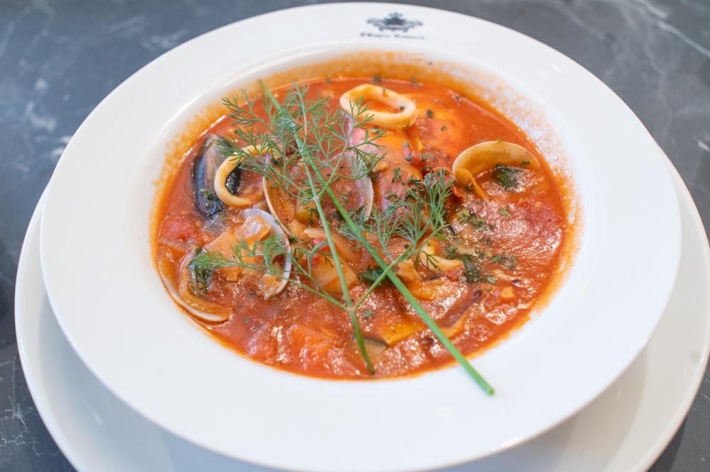 Bouillabaisse is well executed here with a tomato broth and an assortment of seafood