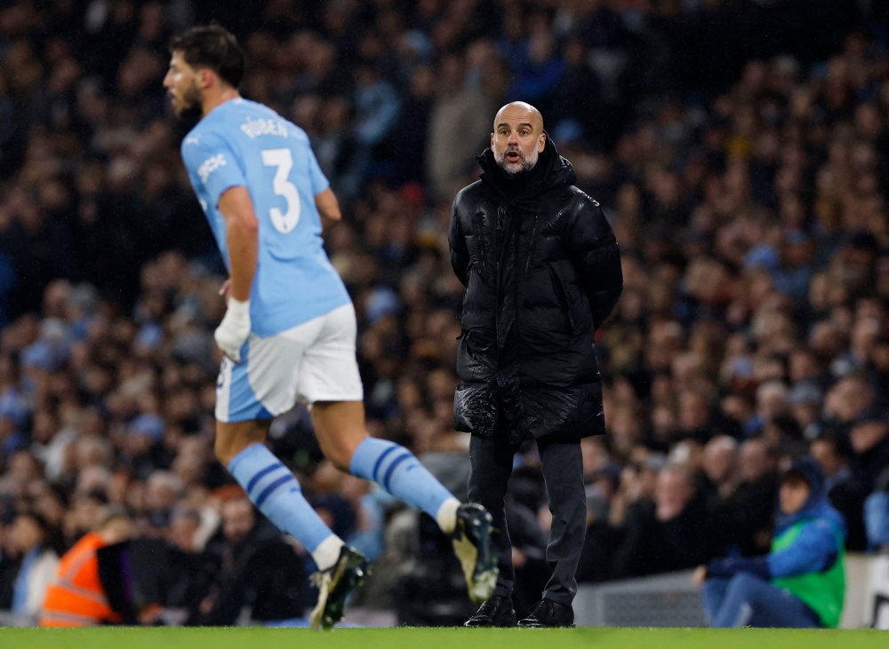 Manchester City manager Pep Guardiola reacts during the match against Chelsea at Etihad Stadium, Manchester, February 17, 2024. — Action Images pic via Reuters