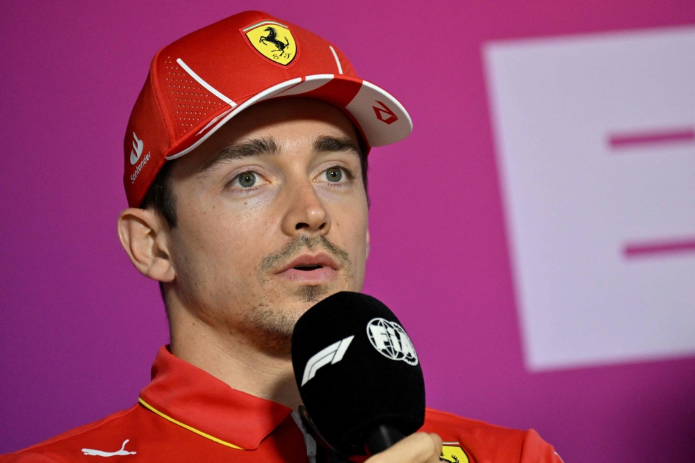 Ferrari's Monegasque driver Charles Leclerc attends a press conference during the third day of the Formula One pre-season testing at the Bahrain International Circuit in Sakhir February 23, 2024. — AFP pic