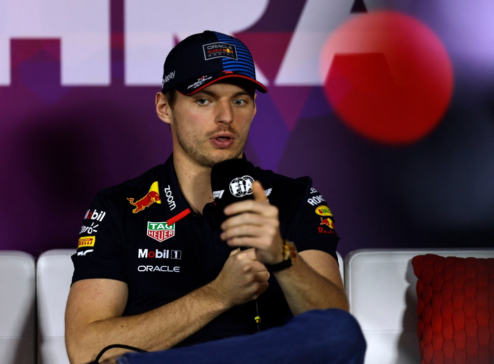 Red Bull's Max Verstappen during a press conference in Sakhir, Bahrain February 23, 2024. — Reuters pic