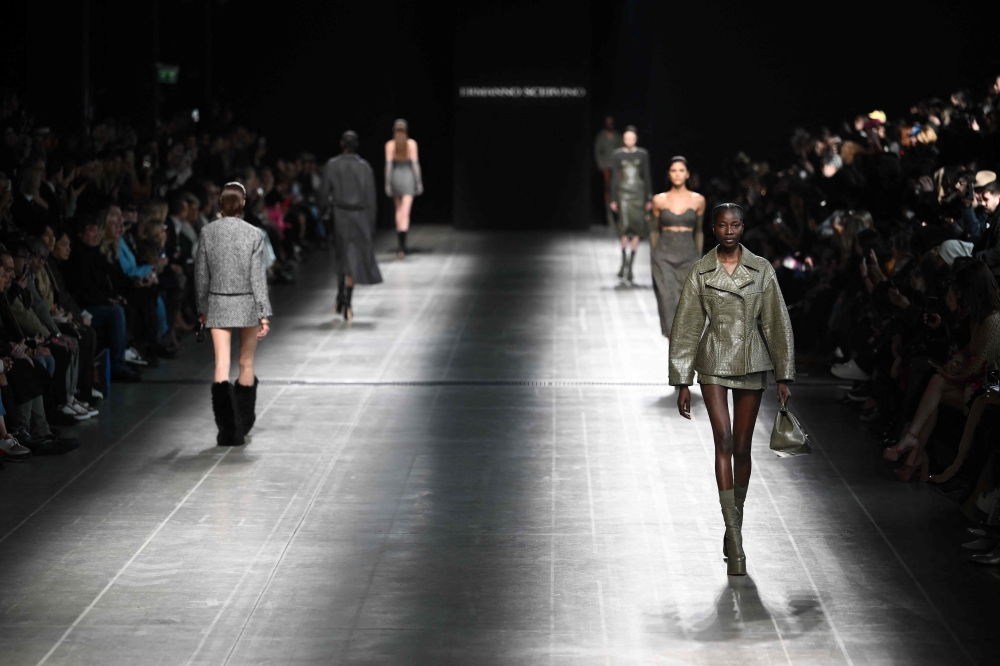 A model walks the runway during the Ermanno Scervino  collection show at the Milan Fashion Week Womenswear Autumn/Winter 2024-2025 on February 24, 2024 in Milan. — AFP pic