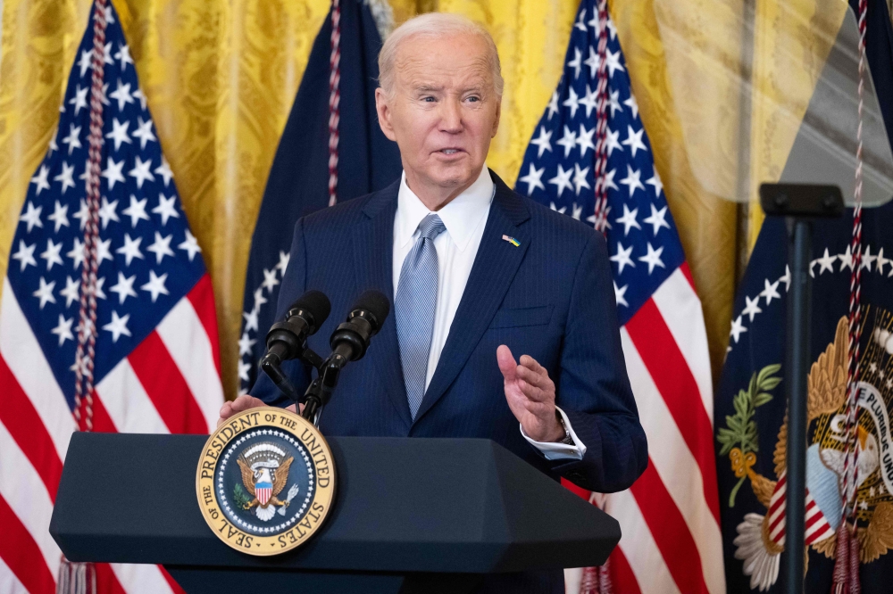 US President Joe Biden speaks to a bipartisan group of governors in the East Room of the White House in Washington, DC, during the National Governors Association Winter Meeting, on February 23, 2024. — AFP pic