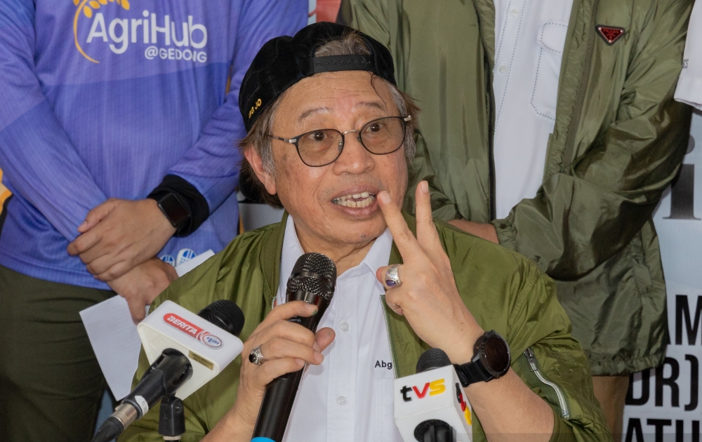 Premier Tan Sri Abang Johari Openg, speaking to reporters, says he has approved a RM30 million allocation to upgrade the drainage system in Lubok Punggor, February 26, 2024. — Picture courtesy of Sarawak Public Communications Unit (Ukas)