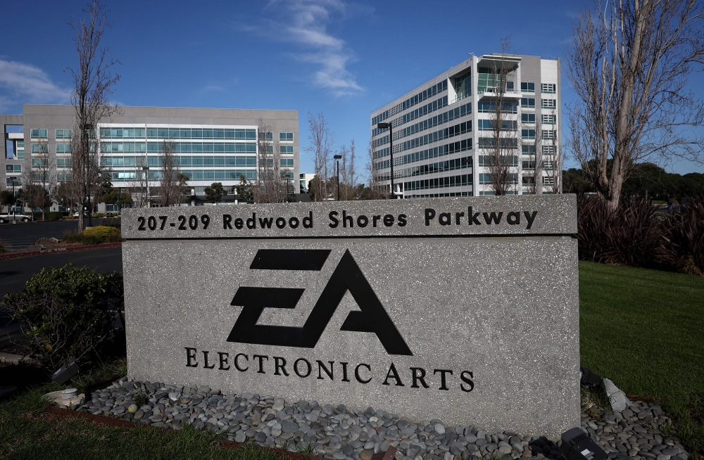 A sign is posted in front of the Electronic Arts (EA) headquarters on January 30, 2024 in Redwood City, California. — AFP pic