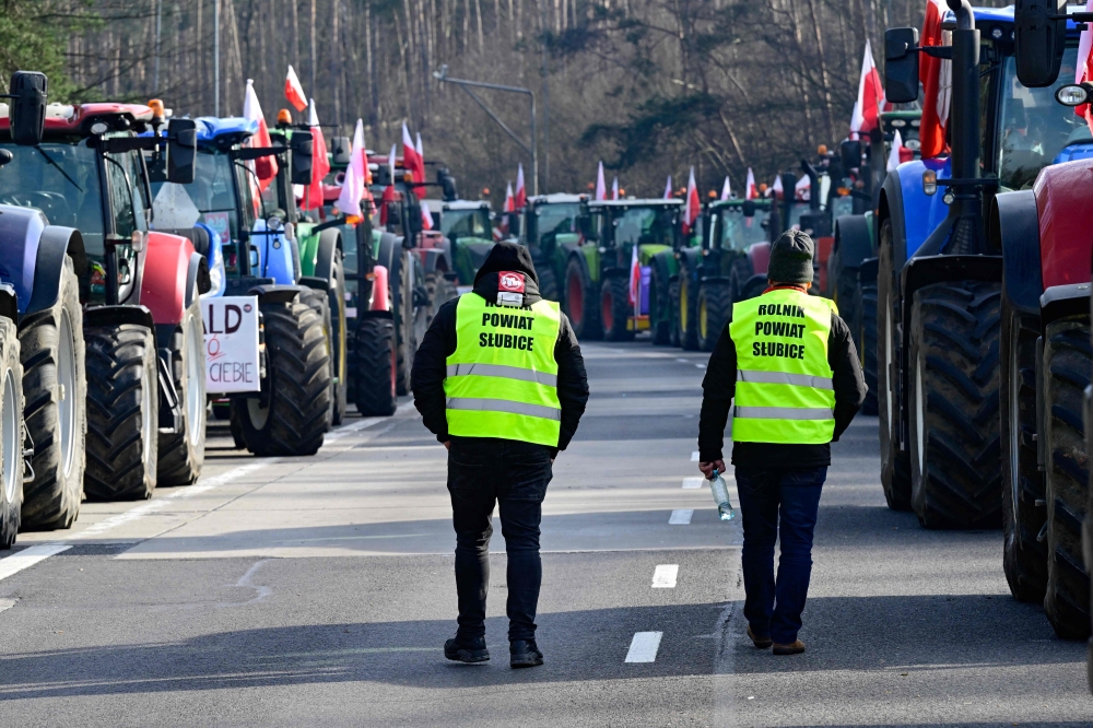 Polish farmers have been blocking border crossings with Ukraine and other highways to protest at what they say is unfair competition from goods entering the Polish market from their war-torn neighbour. — AFP pic