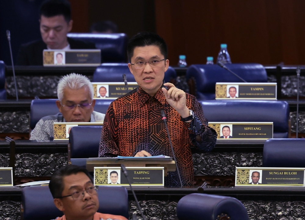 Deputy Education Minister Wong Kah Woh during the question and answer session in the Dewan Rakyat today. — Bernama pic