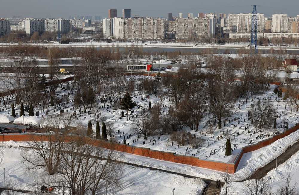 General view of the Borisovskoye cemetery, where Alexei Navalny, the Russian opposition leader who died in a prison camp, is expected to be buried, in Moscow. — Reuters pic