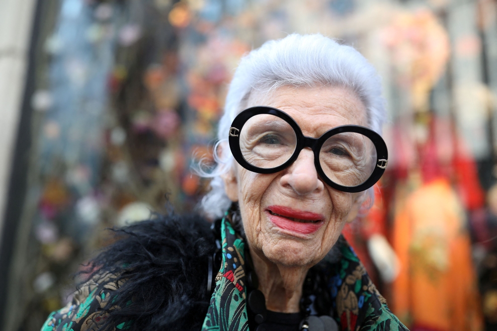 Fashion icon and businesswoman Iris Apfel looks at the window displays at Bergdorf Goodman in Manhattan, New York City September 5, 2017. — Reuters file pic